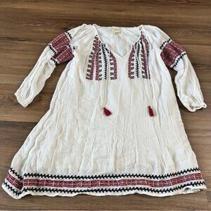 white christmas dresses Western Style Women's Denim with Fringe Button Up Mini Dress Tan / S main image 1